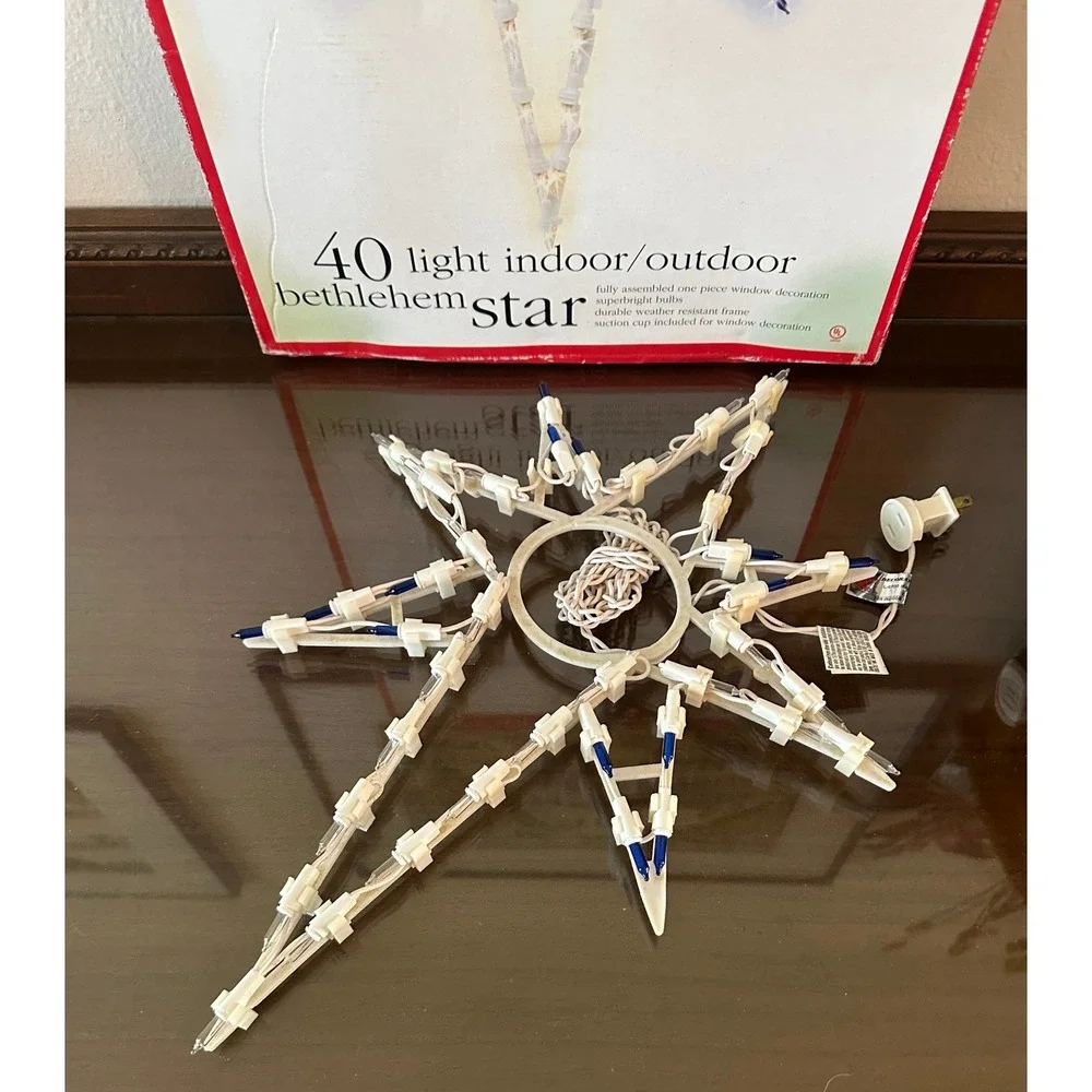 Bethlehem Star 40 Light Indoor Outdoor Christmas Window Decoration Blue Clear